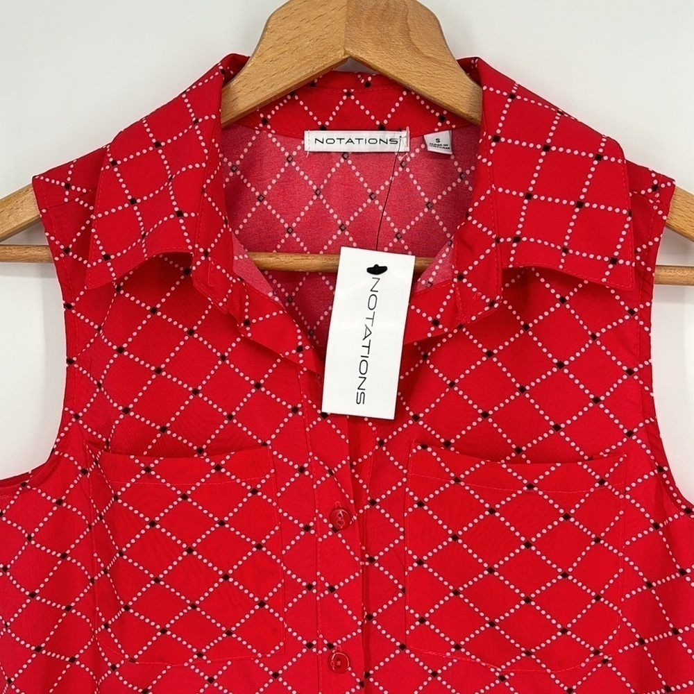 Notations Sleeveless Collared Button-Front Blouse… - image 3